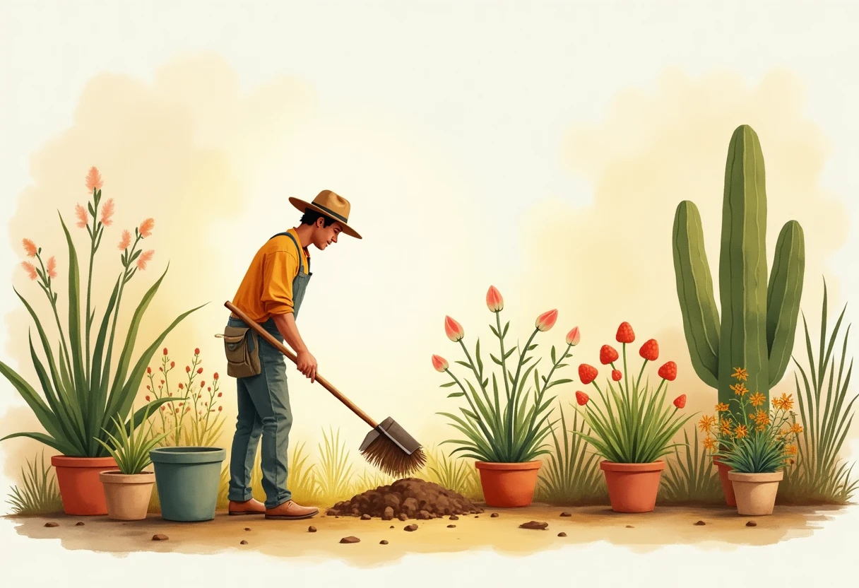 Travail de jardinage en été
