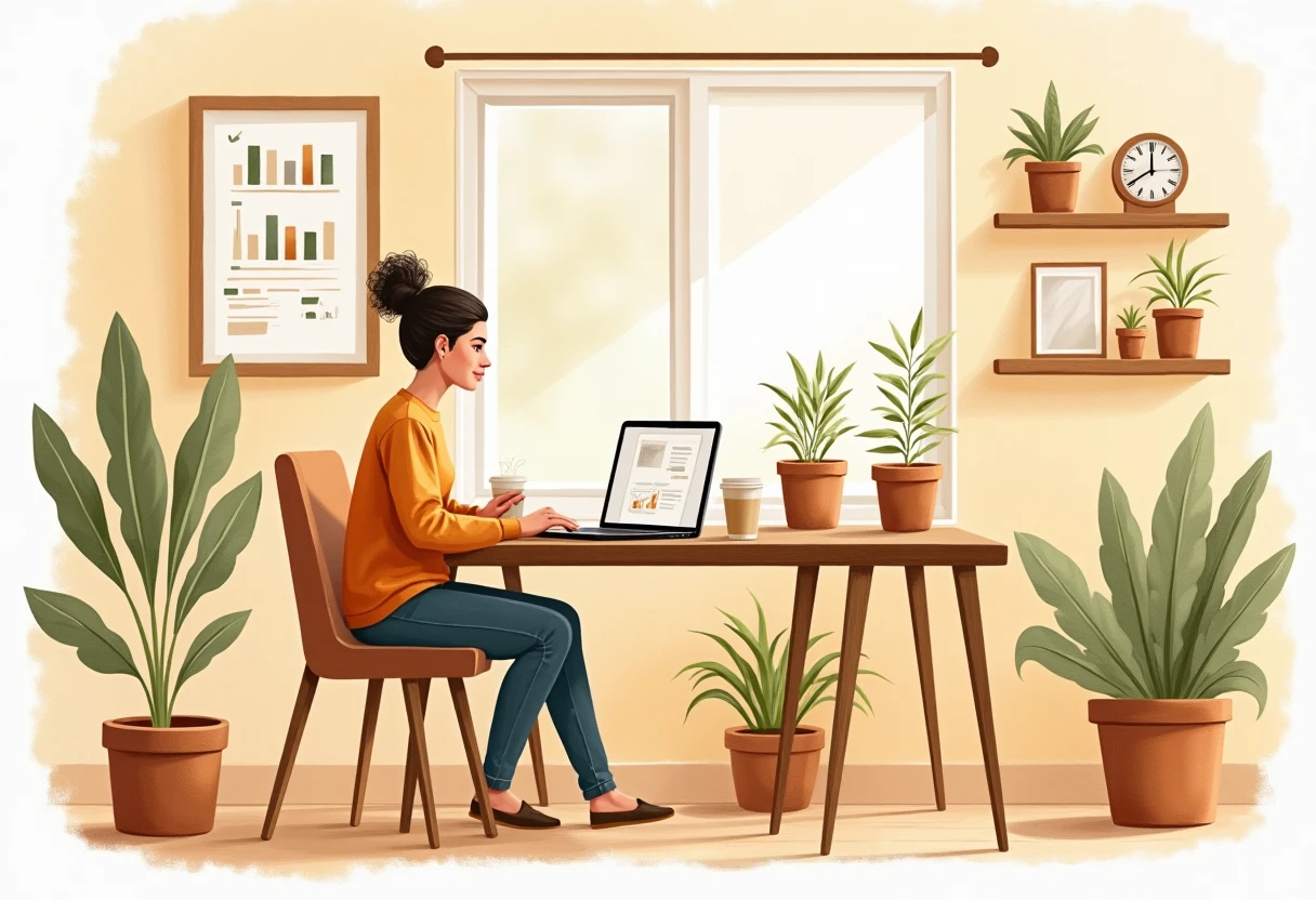 Entorno de trabajo remoto acogedor
