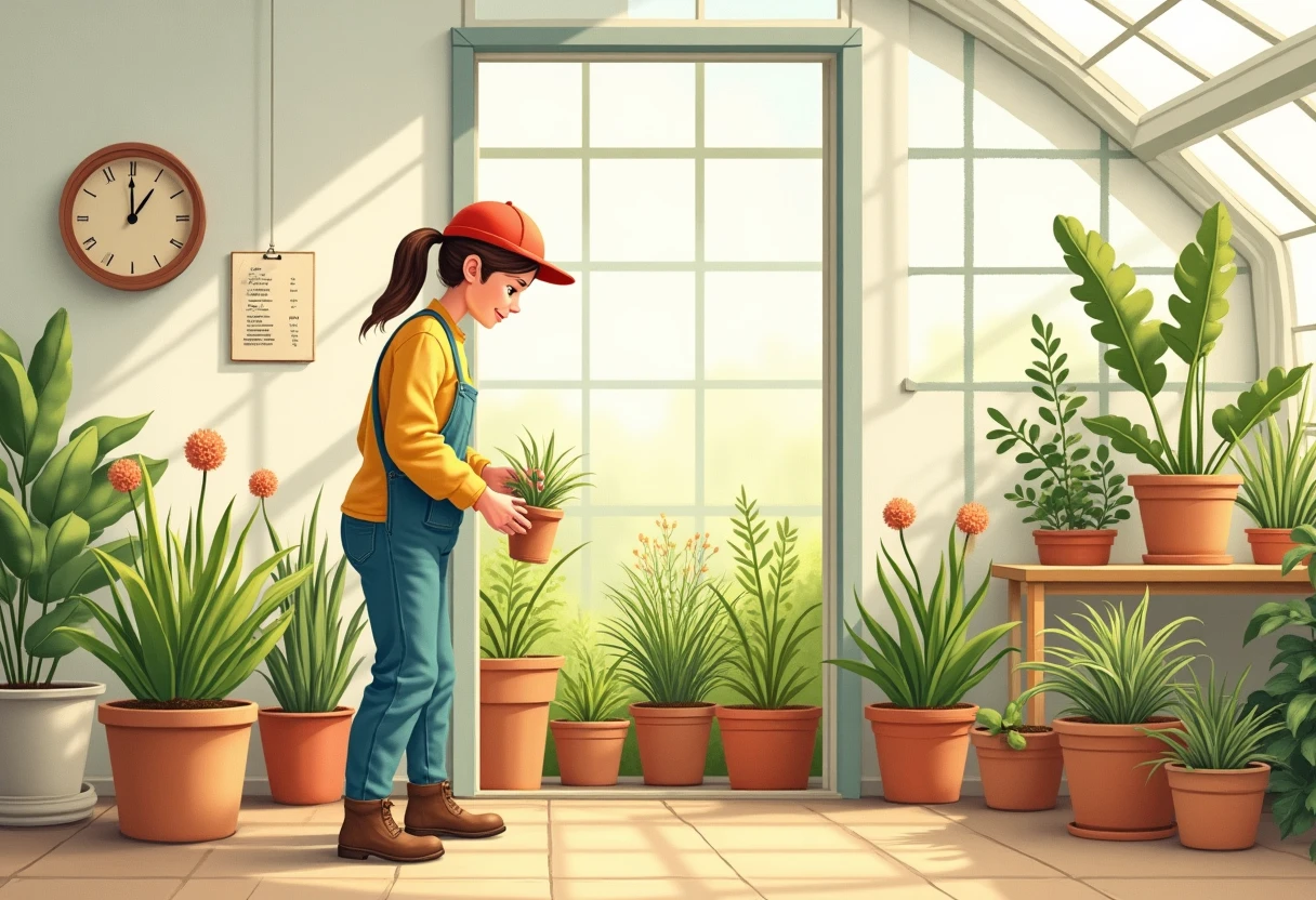 Farm technician in a greenhouse