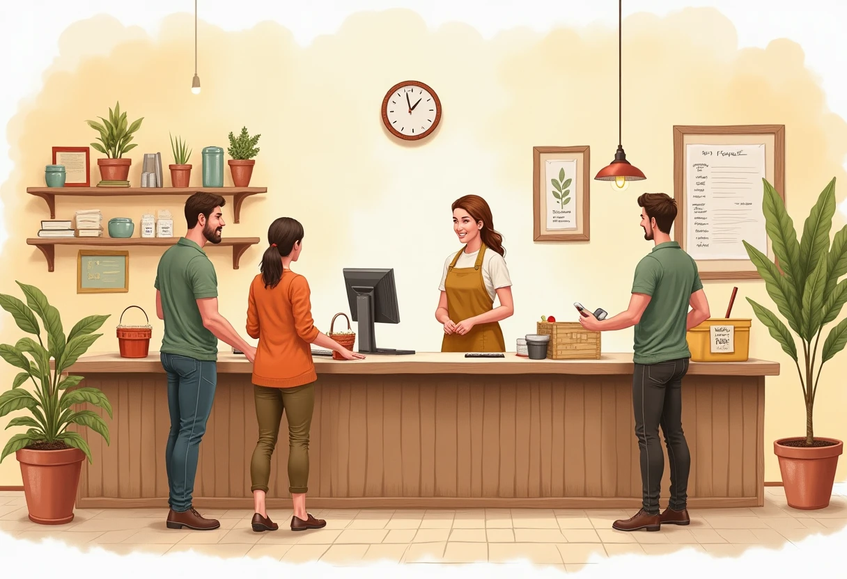 Cashier at a retail checkout counter