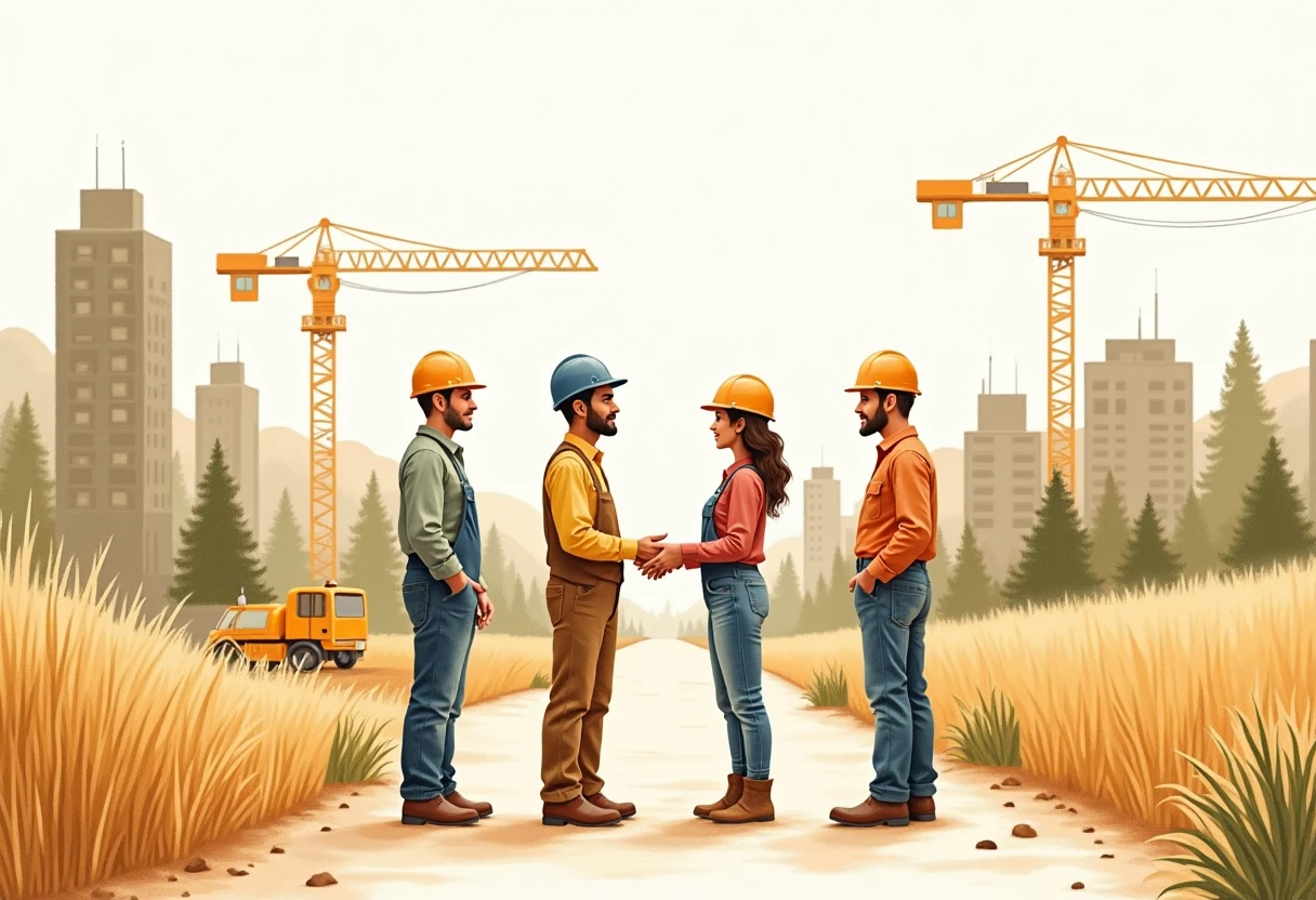 Diverse construction team onsite
