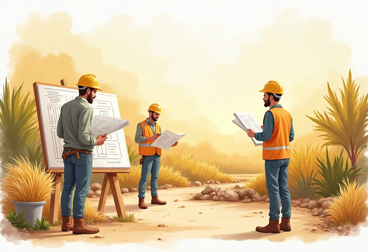 Early morning construction site