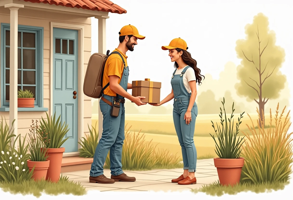 Courier delivering a package