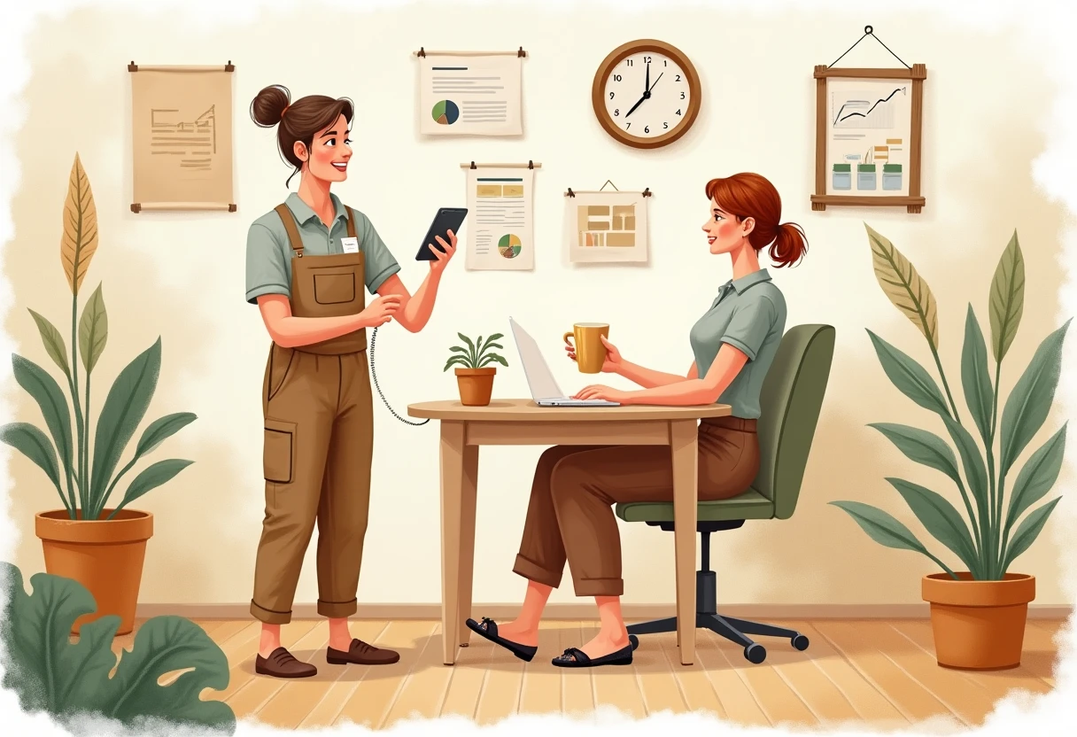 Customer service representative in a warm office