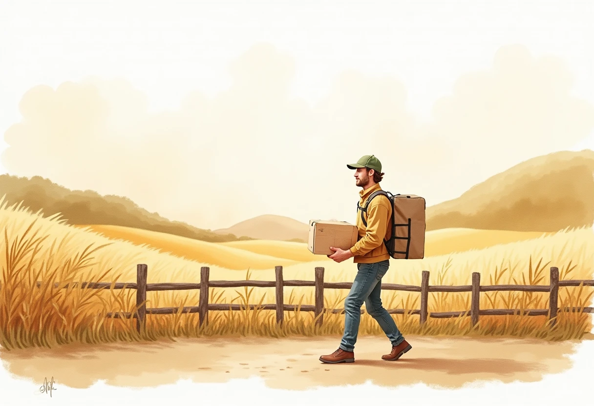 Courier on a rural delivery route