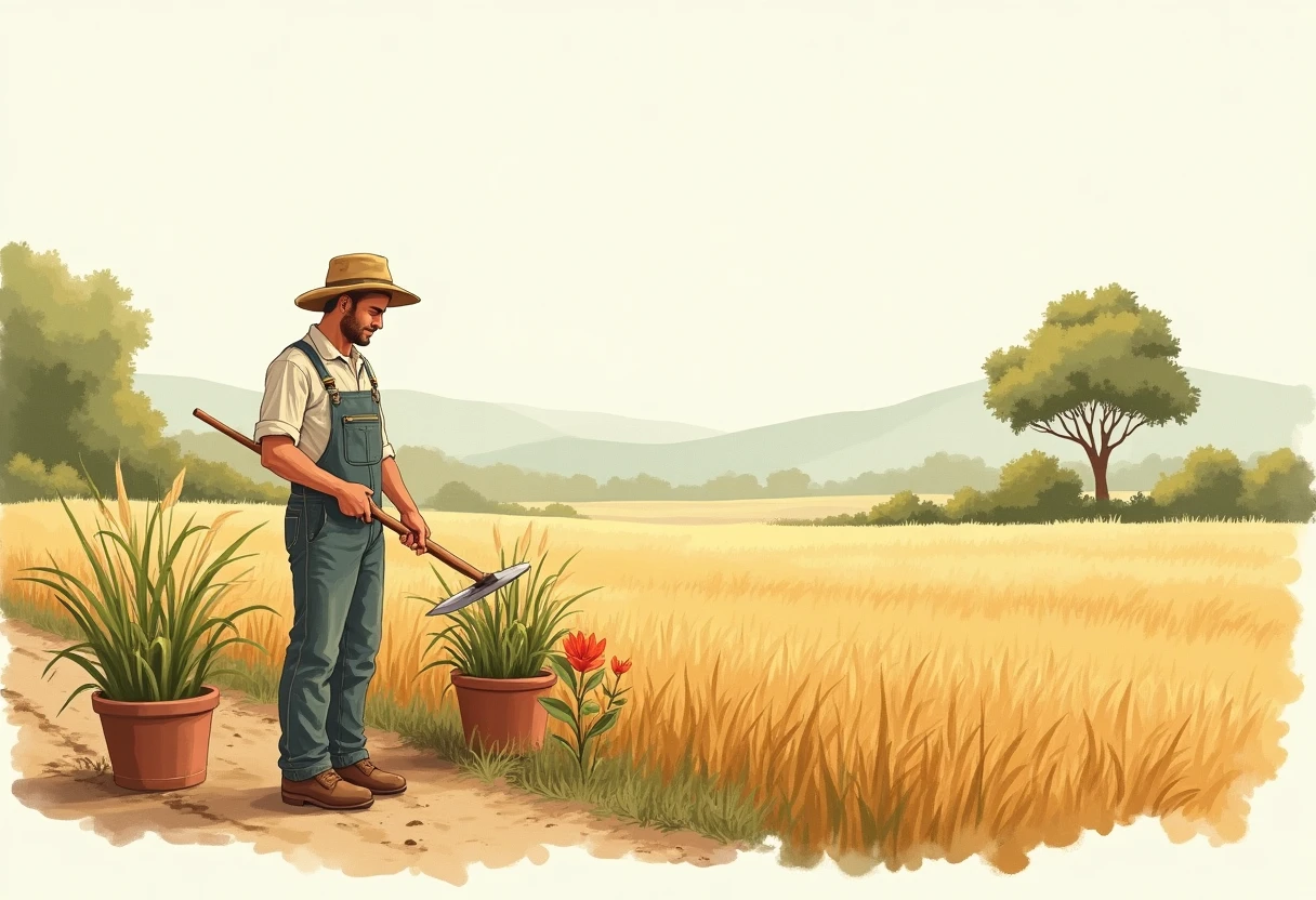 Agricultor trabalhando no campo