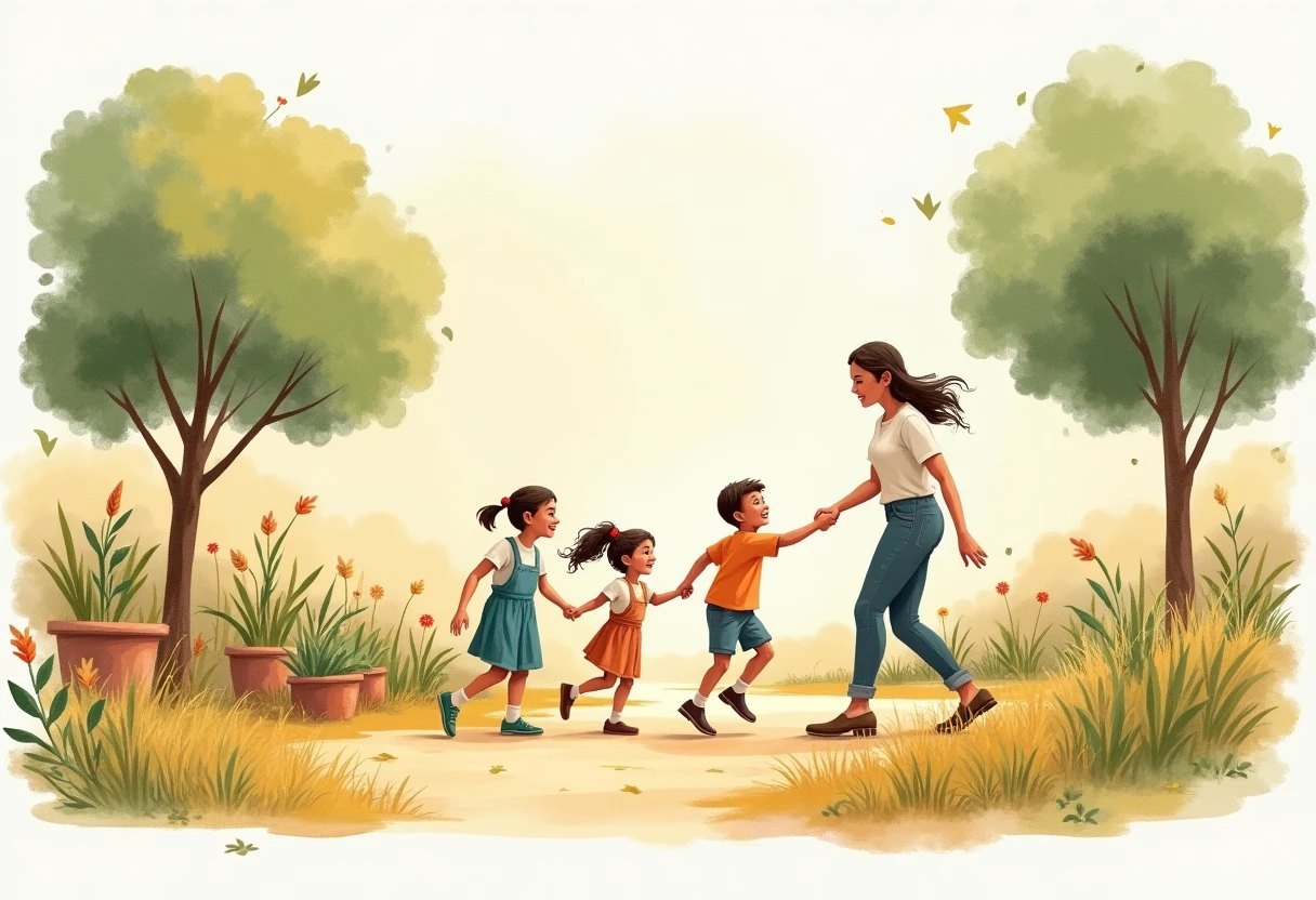 Niñera jugando con niños