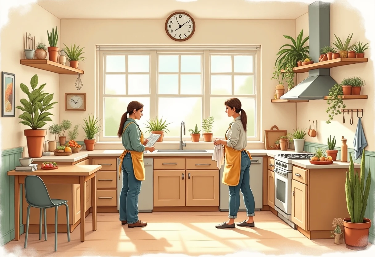 Domestic cleaning job scene