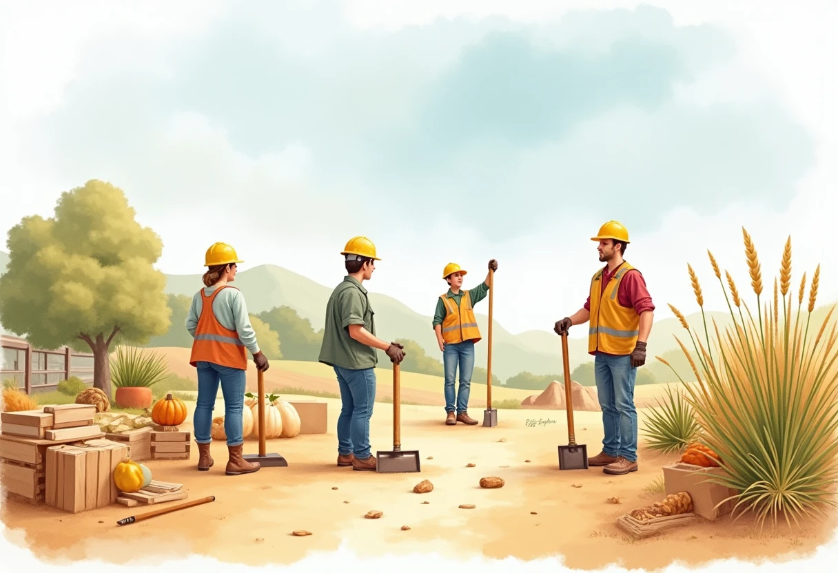 Travailleurs sur un chantier de construction