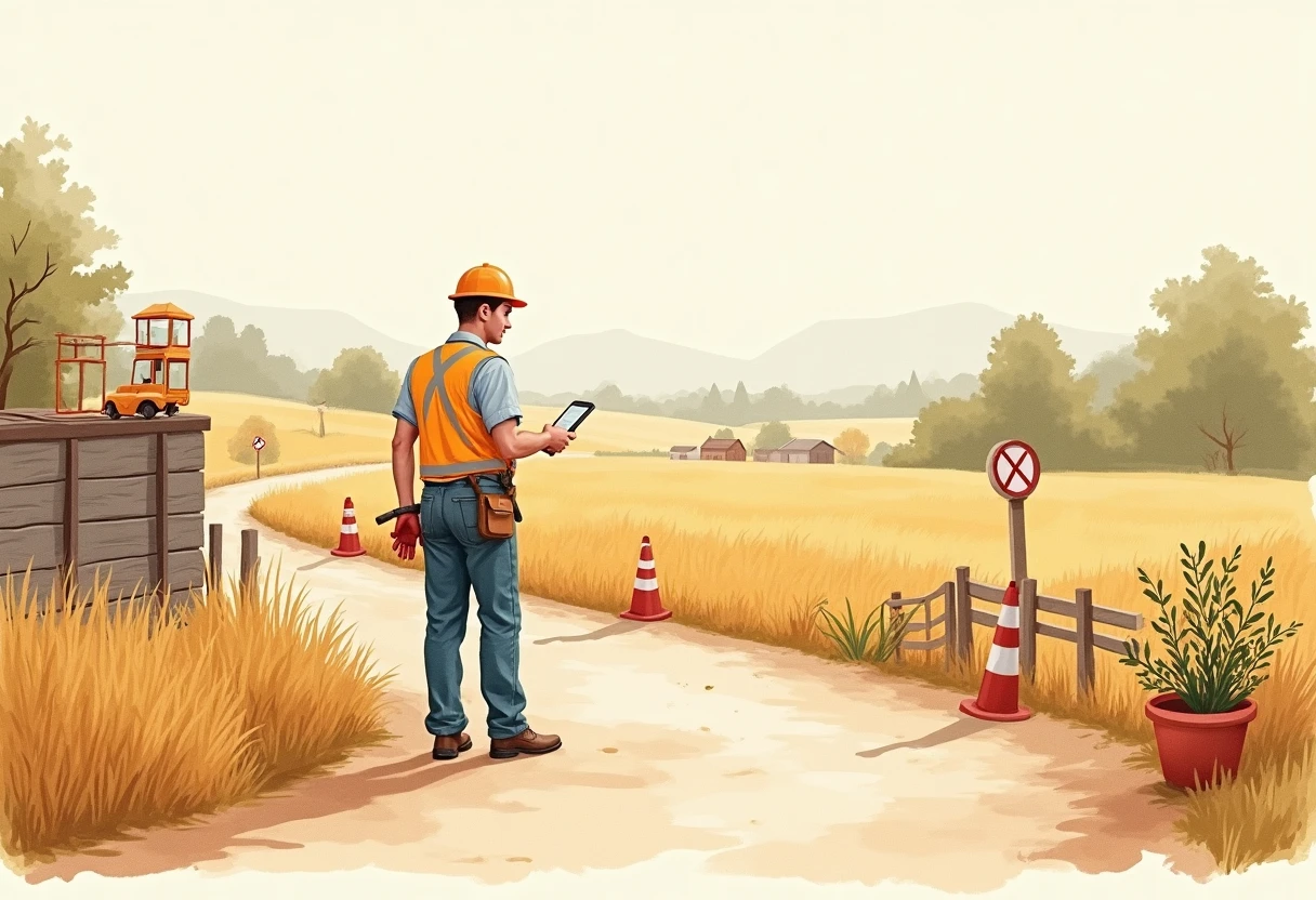 Maçon à l'œuvre sur une route