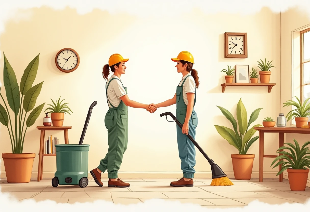 Collaboration d'équipe de nettoyage