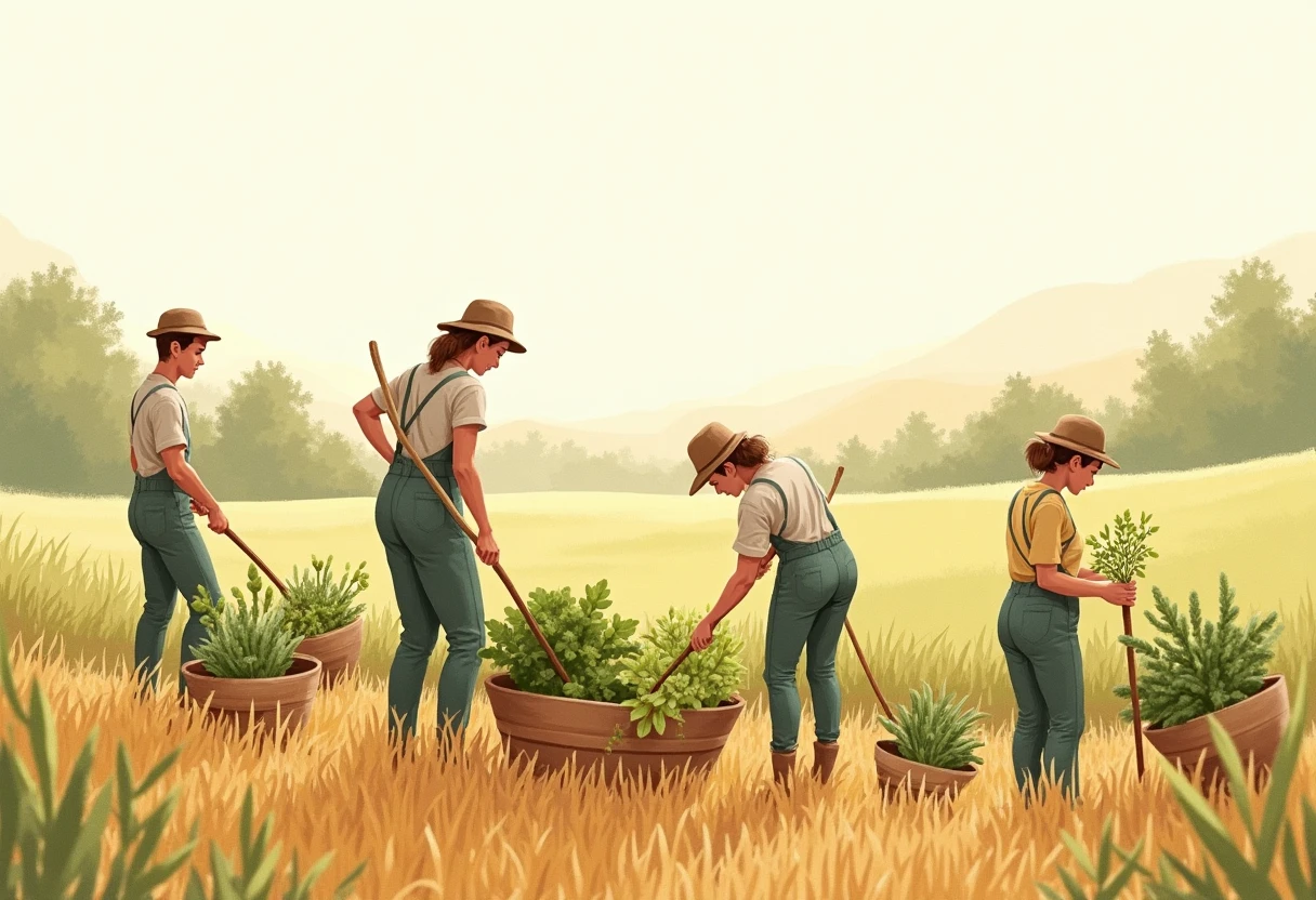 Ouvriers agricoles dans un champ