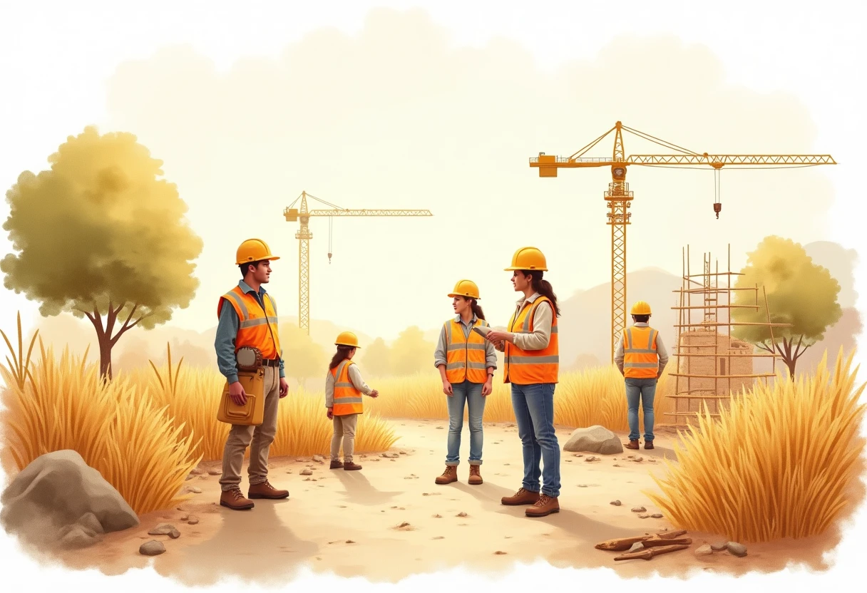 Construction workers on site