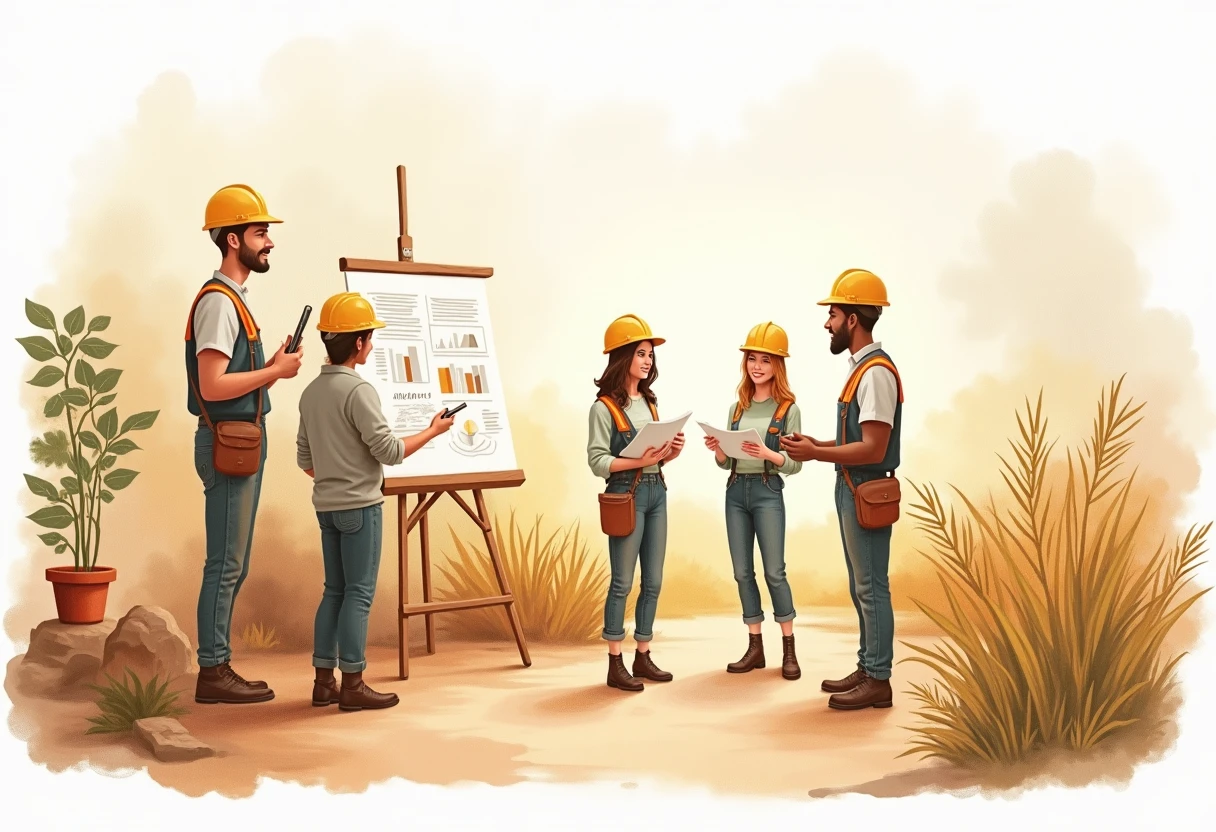 Site manager leading a team