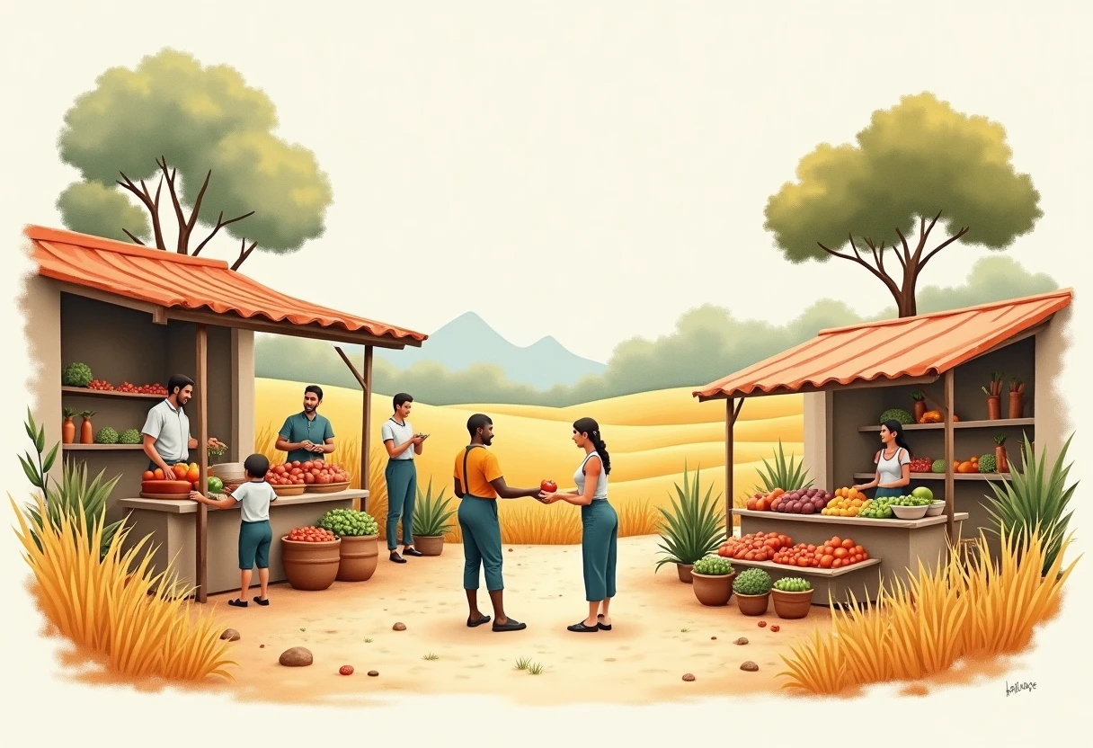 Vendedores em mercado ao ar livre