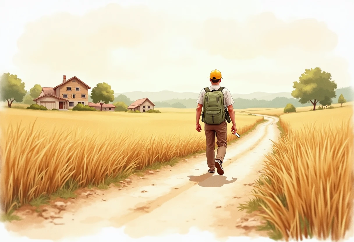 Livreur sur une route de campagne
