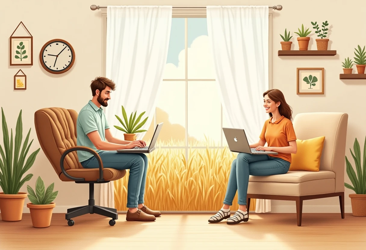 Remote work setting with a laptop