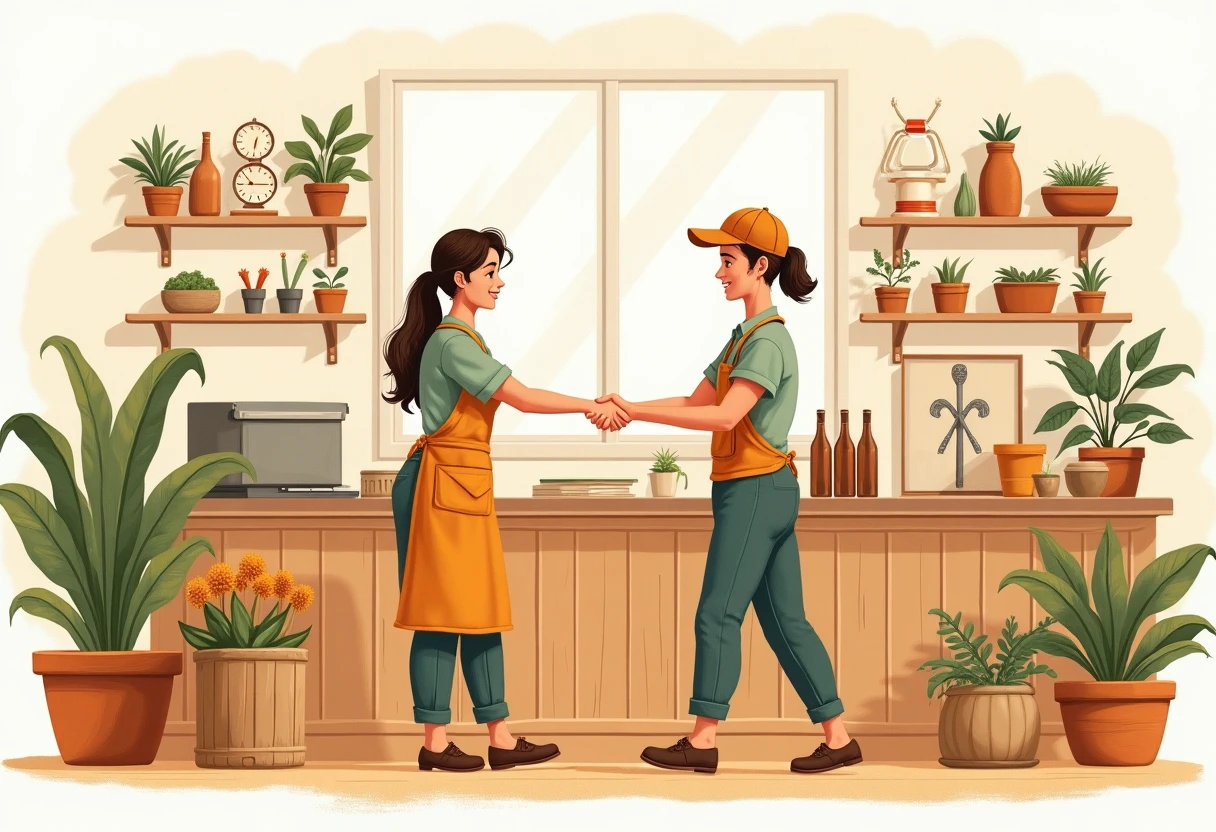 Friendly sales associate assisting a customer