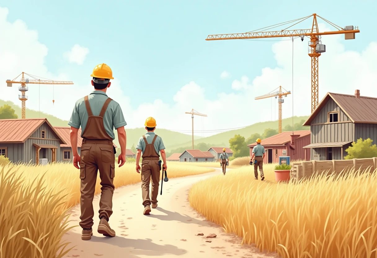 Construction site with cranes and workers
