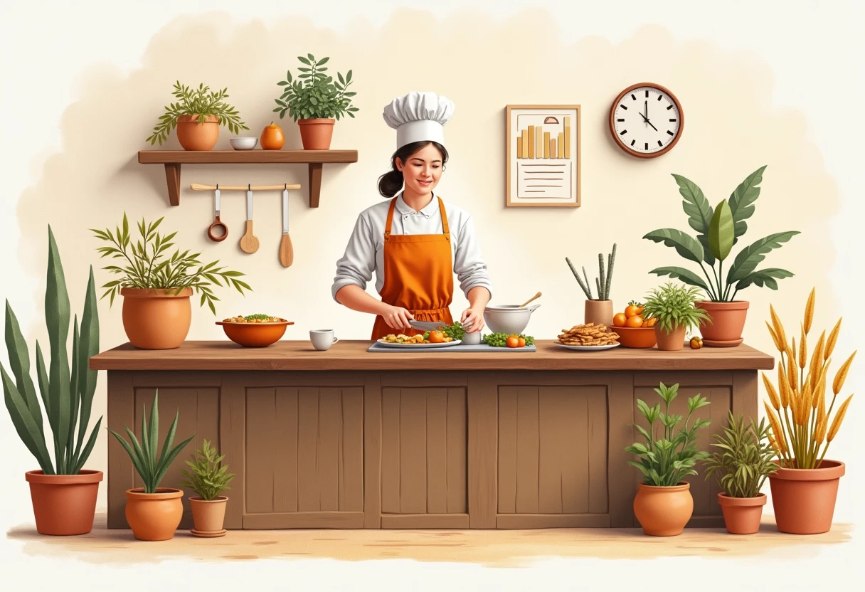 Koken in een rustieke keuken