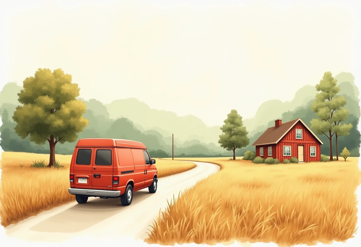 Delivery route through countryside